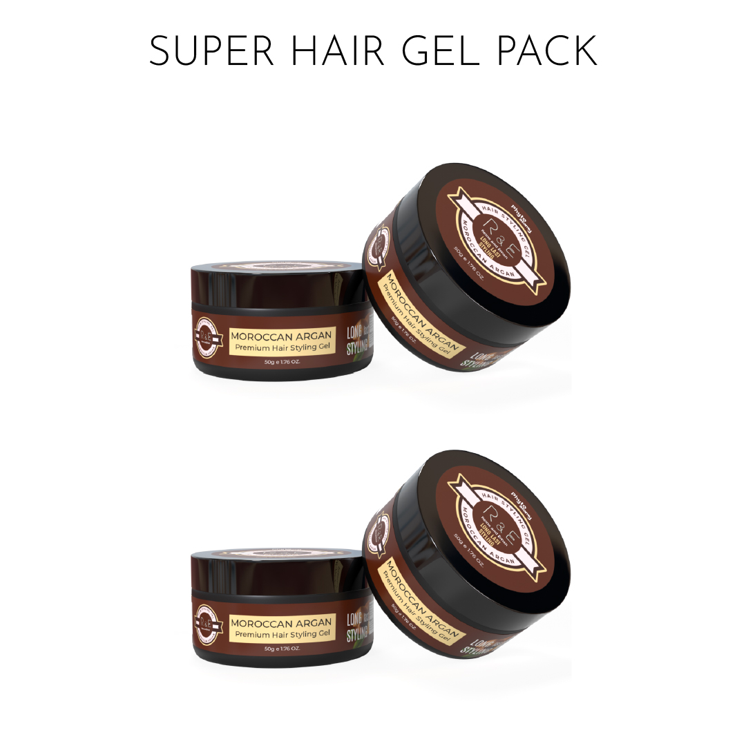 Pack of Two R & E Premium Hair Styling Gel with Moroccan Argan Oil (50g)